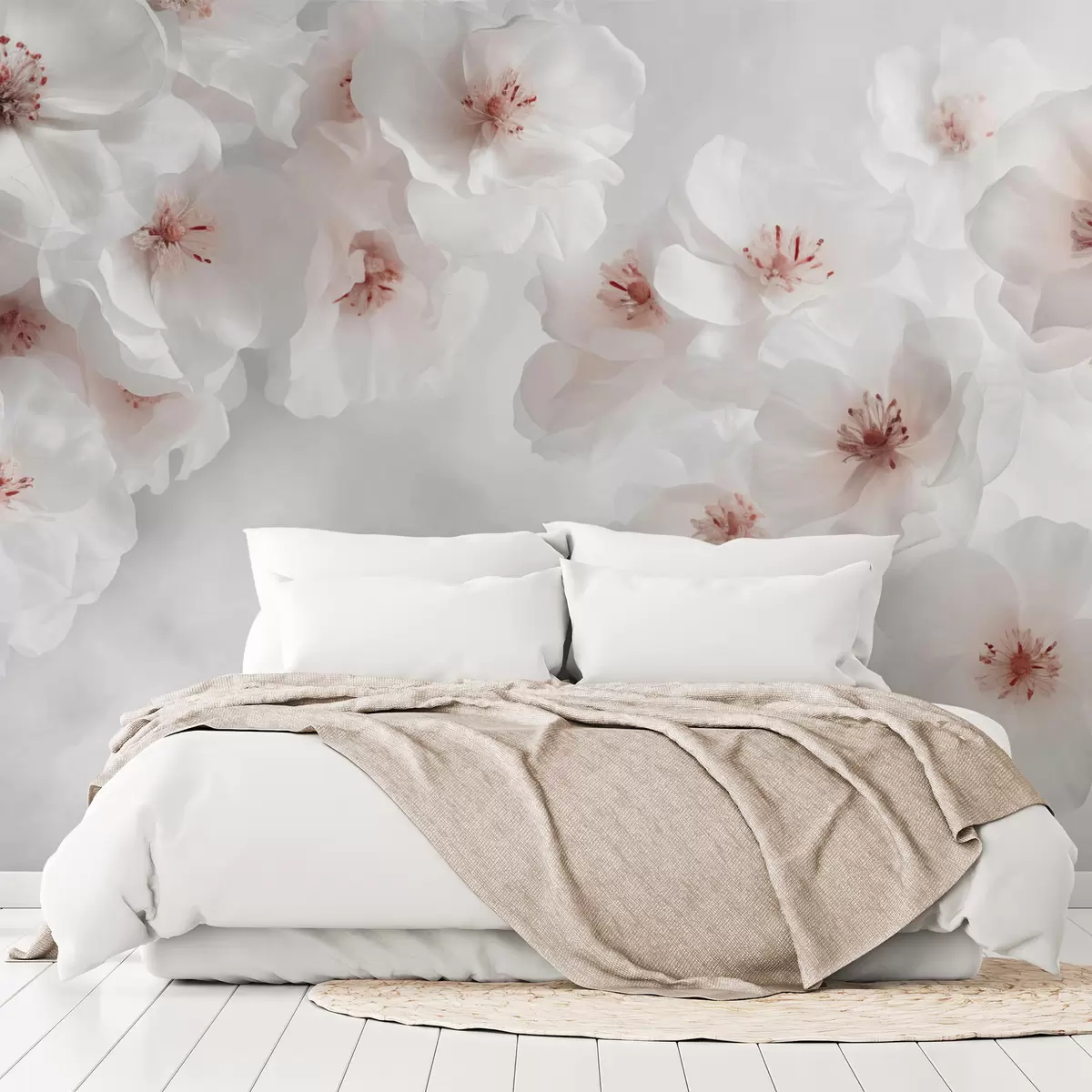 fototapet Delicate flori albe mari w03931