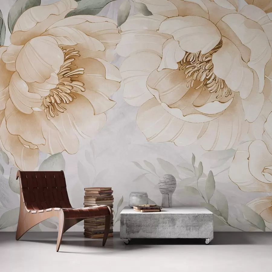 fototapet Peonii galbene imitație acuarelă w03932v1