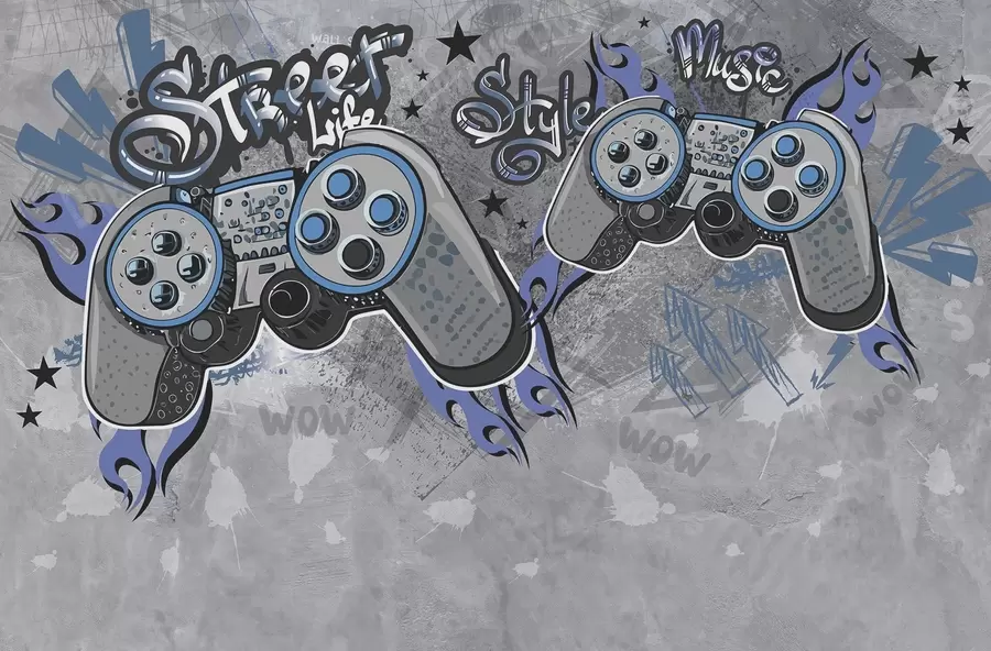 fototapet Console în stil street art pe peretele grunge w04054