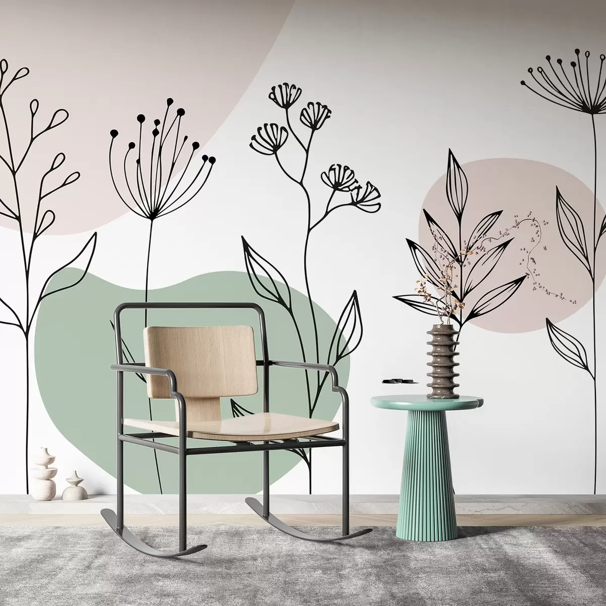 fototapet Contur floral boho w04080v2