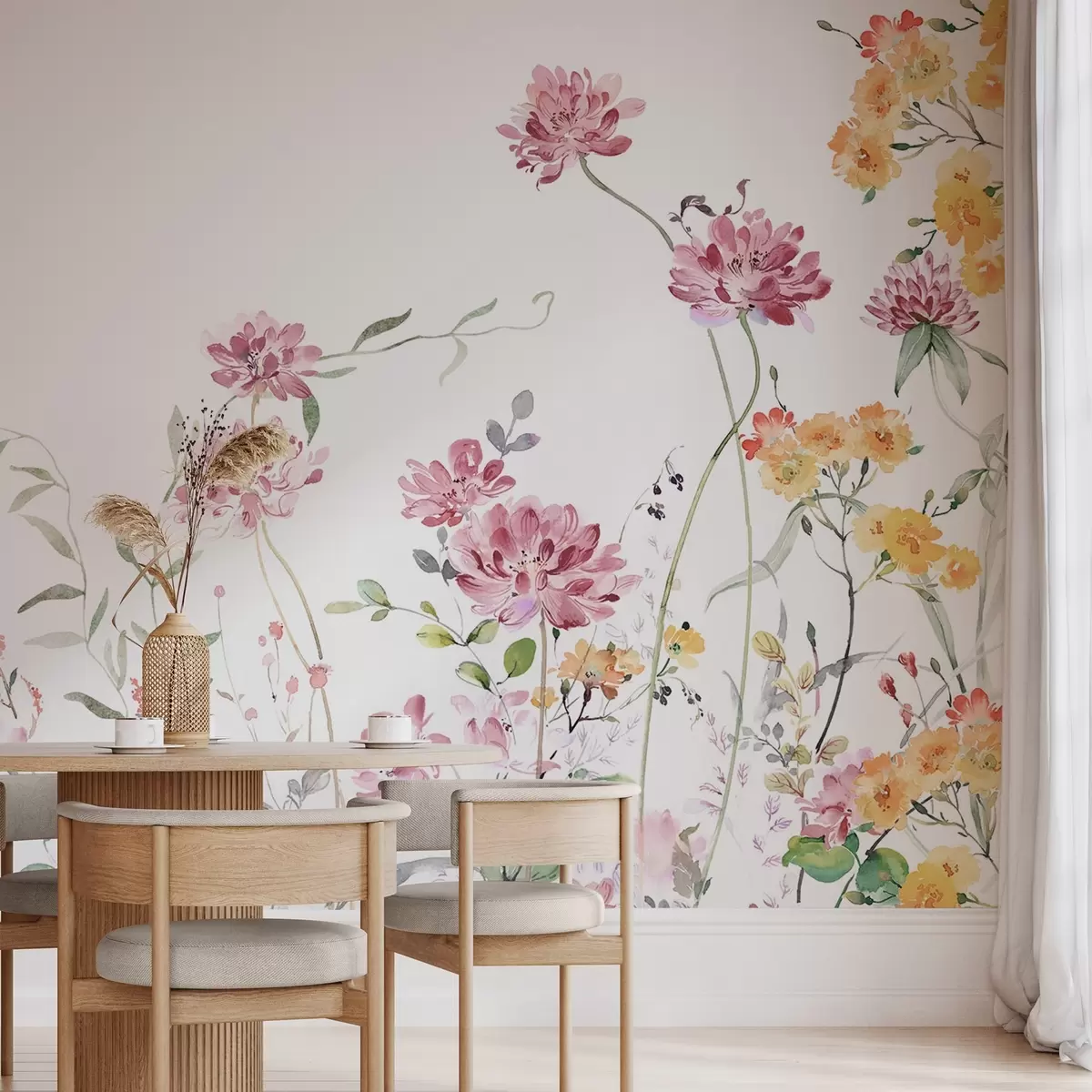 fototapet Delicate flori sălbatice imitație de acuarelă w03957