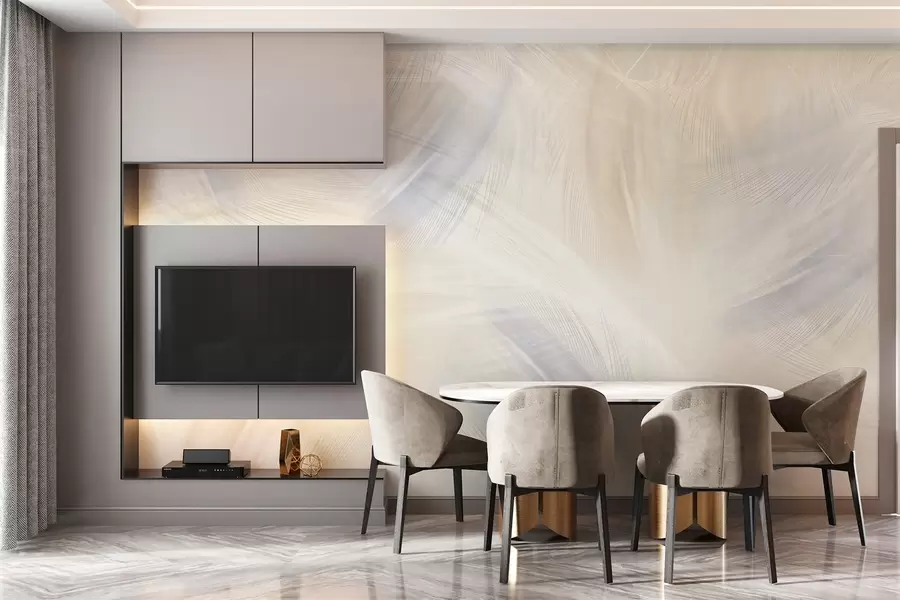 fototapet pene aerisite în nuanțe de albastru și bej w04071v2