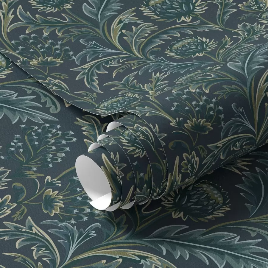 fototapet Model floral verde închis cu anghinare a00186