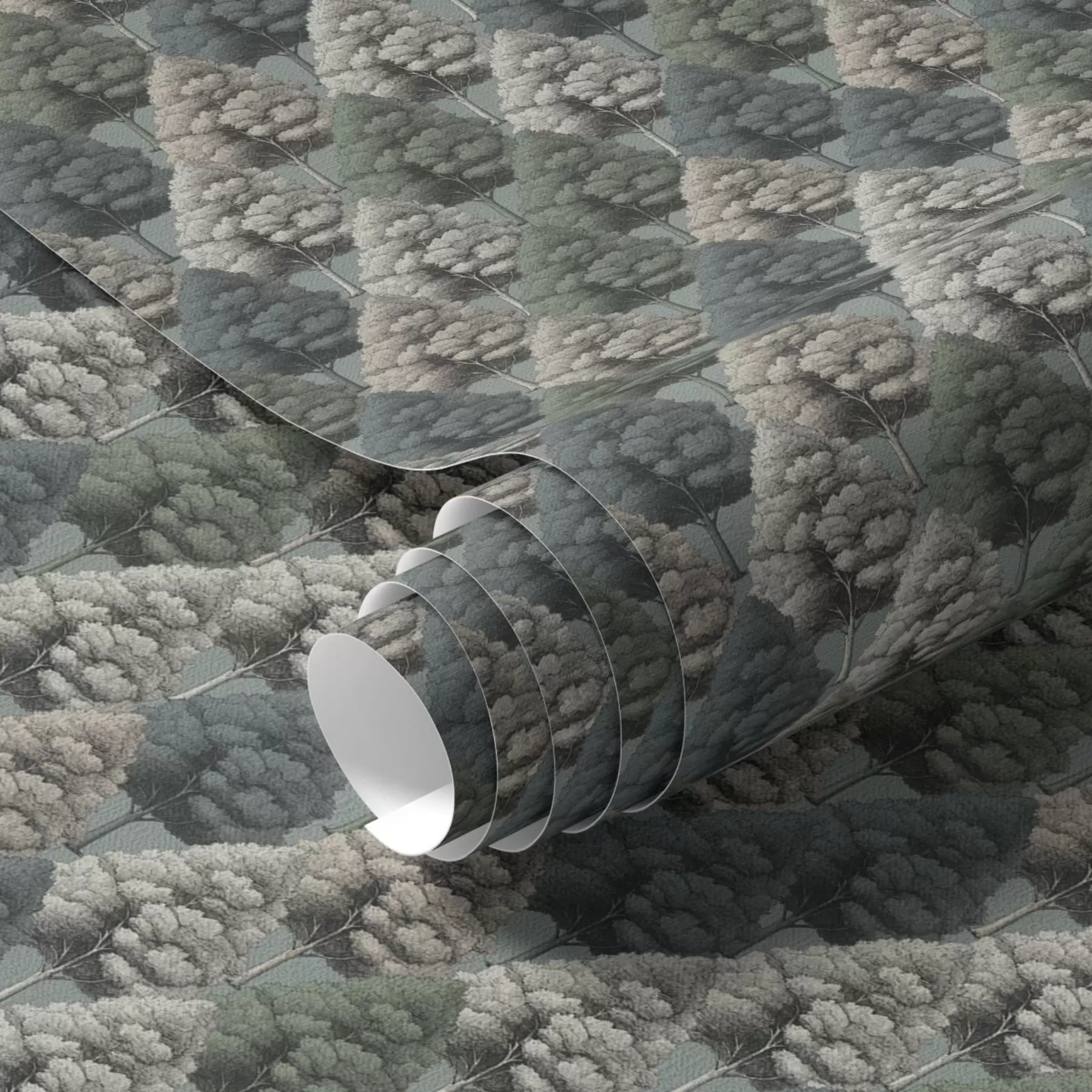 fototapet Geometric model de pădure cu copaci în culori verzi a00209