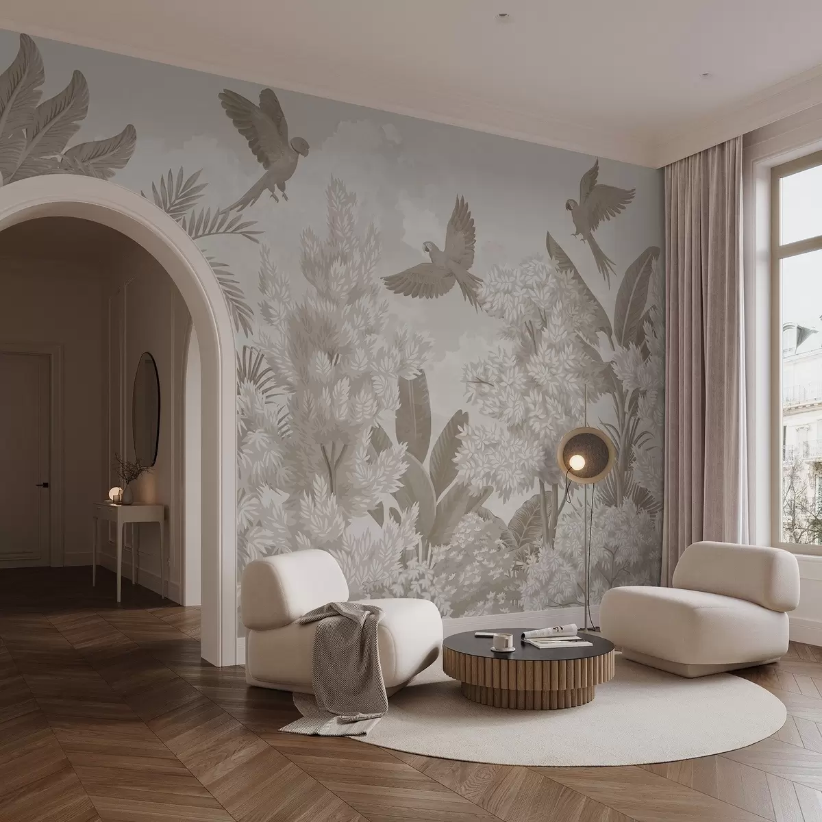 fototapet Papagali în junglă w04105v1