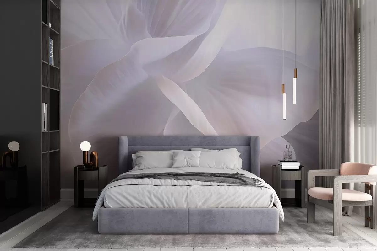 fototapet Floare abstractă texturată cu petale delicate, iluminare moale, compoziție elegantă, estetică minimalistă w09211