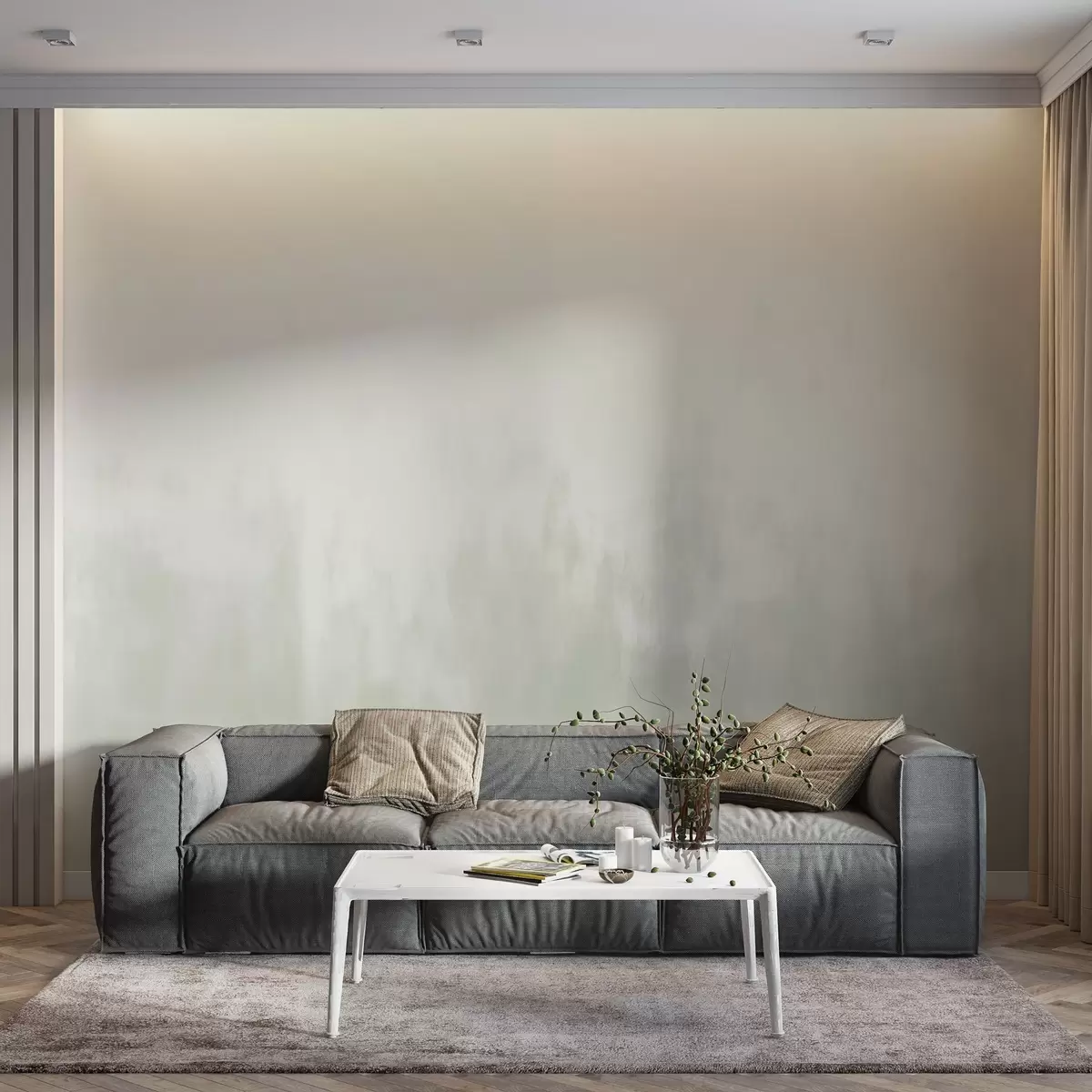 fototapet Gradient acuarelă în tonuri gri-bej, minimalism w04156