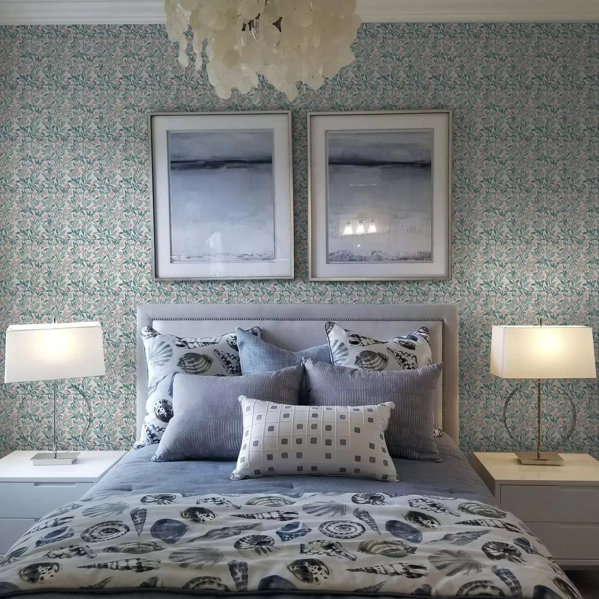 Wallpaper Model proaspăt cu flori și frunze de coral a00247