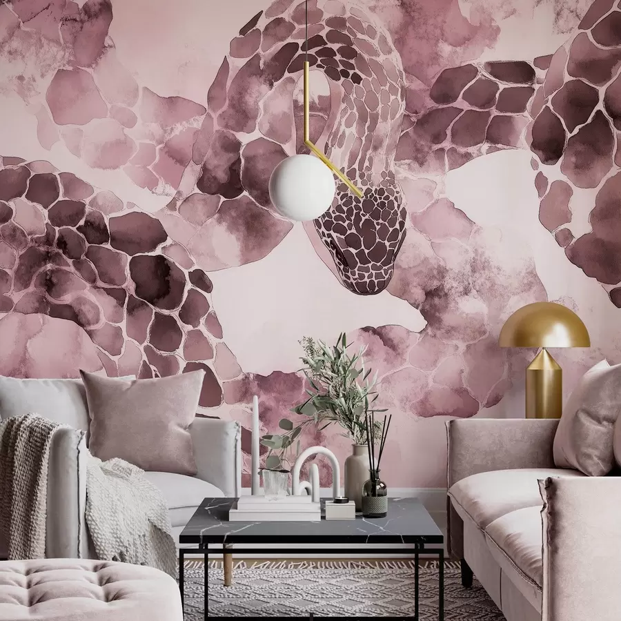 fototapet Siluetă șarpe, stil acuarelă, culori burgundy w04113v1