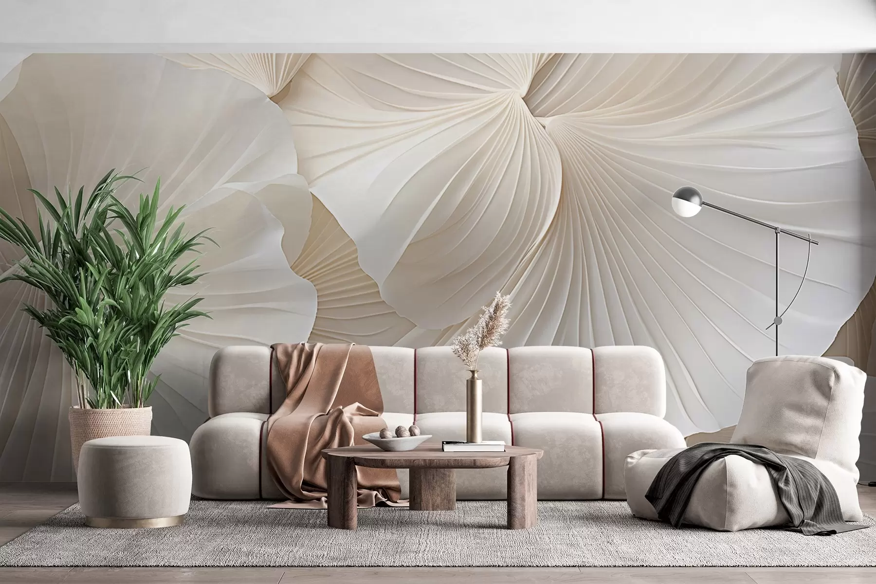 fototapet petale, flori, alb, crem, textură, tandrețe, decorativ w04216