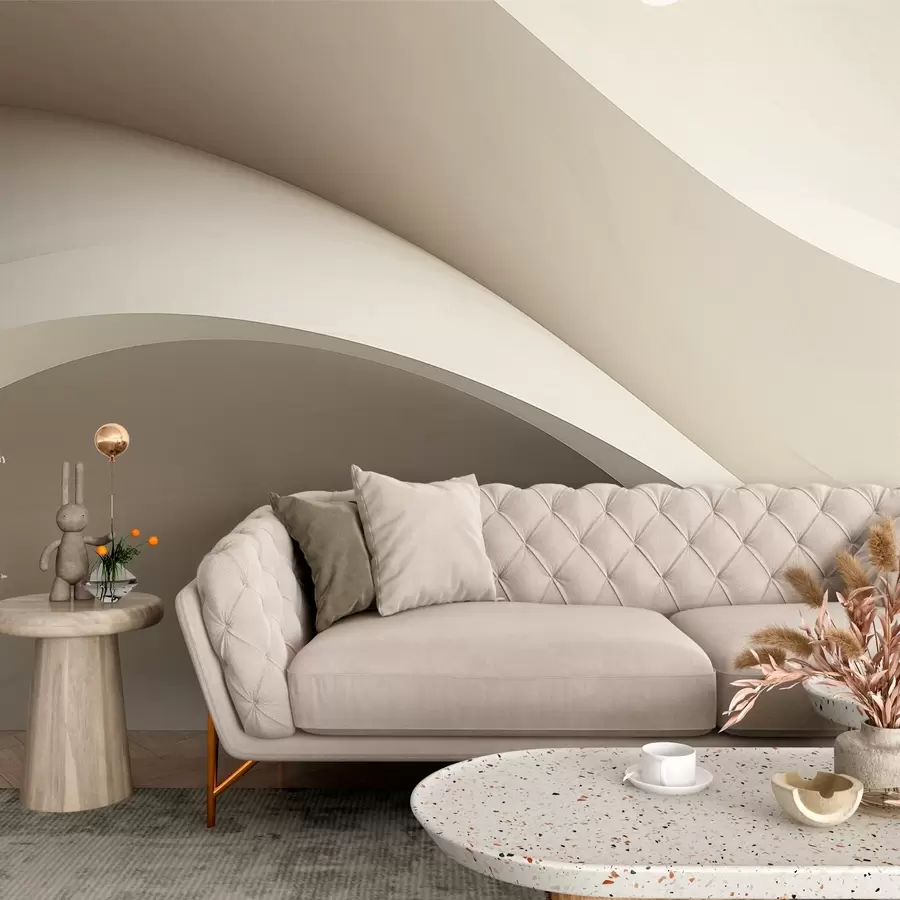 fototapet abstracție, valuri, curbe moi, bej, neted, linii, modern w04217v1