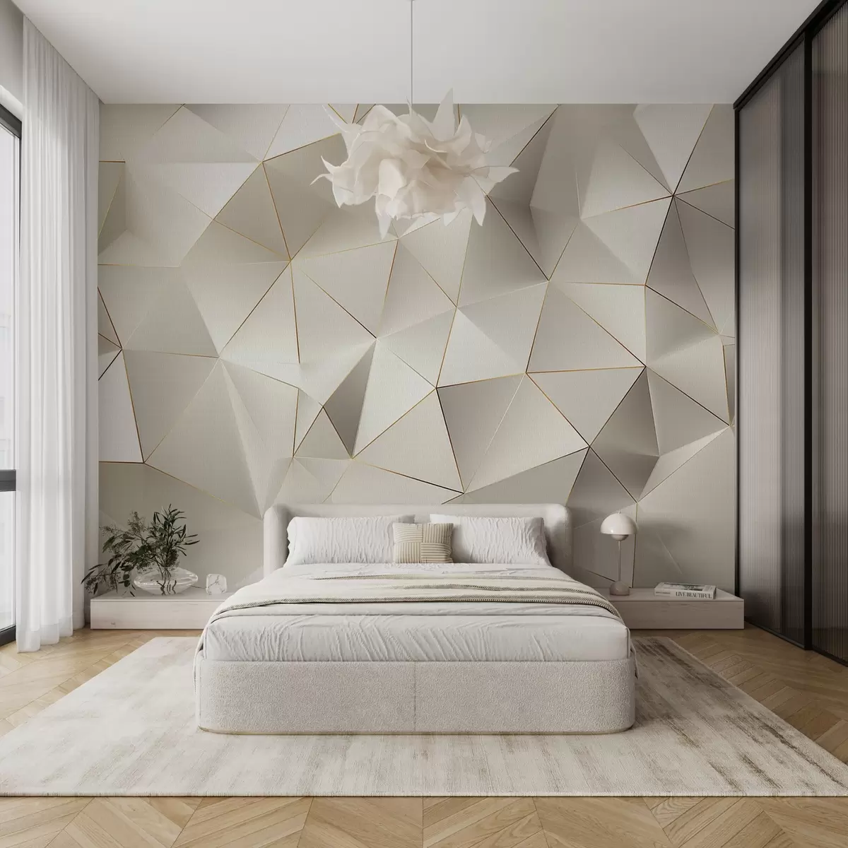 fototapet geometrie, abstracție, lumină, fațete, model, structură w04236