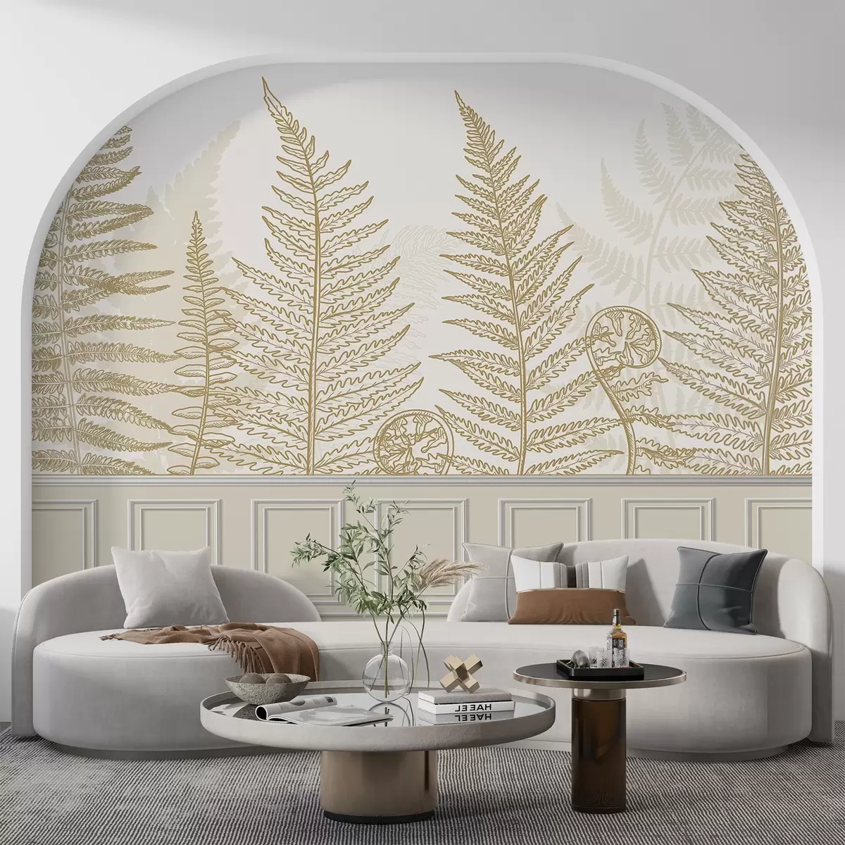 fototapet frunze, plante, ferigă, lumină, botanic, grafic w04239