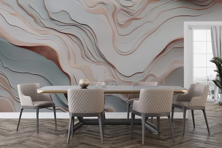 fototapet straturi, valuri, abstractizare, roz, gri, forme moi, w04255v1