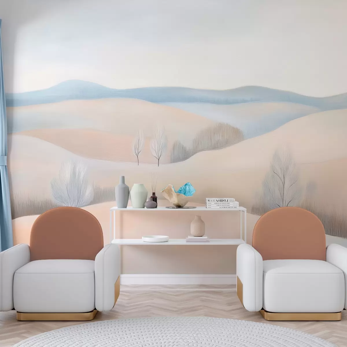 fototapet peisaj în stilul unui desen pastel w04077