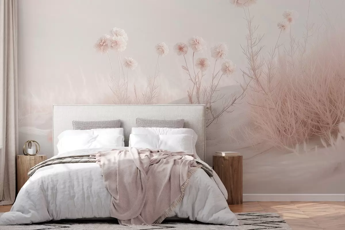 fototapet flori uscate delicate printre nisip w04213