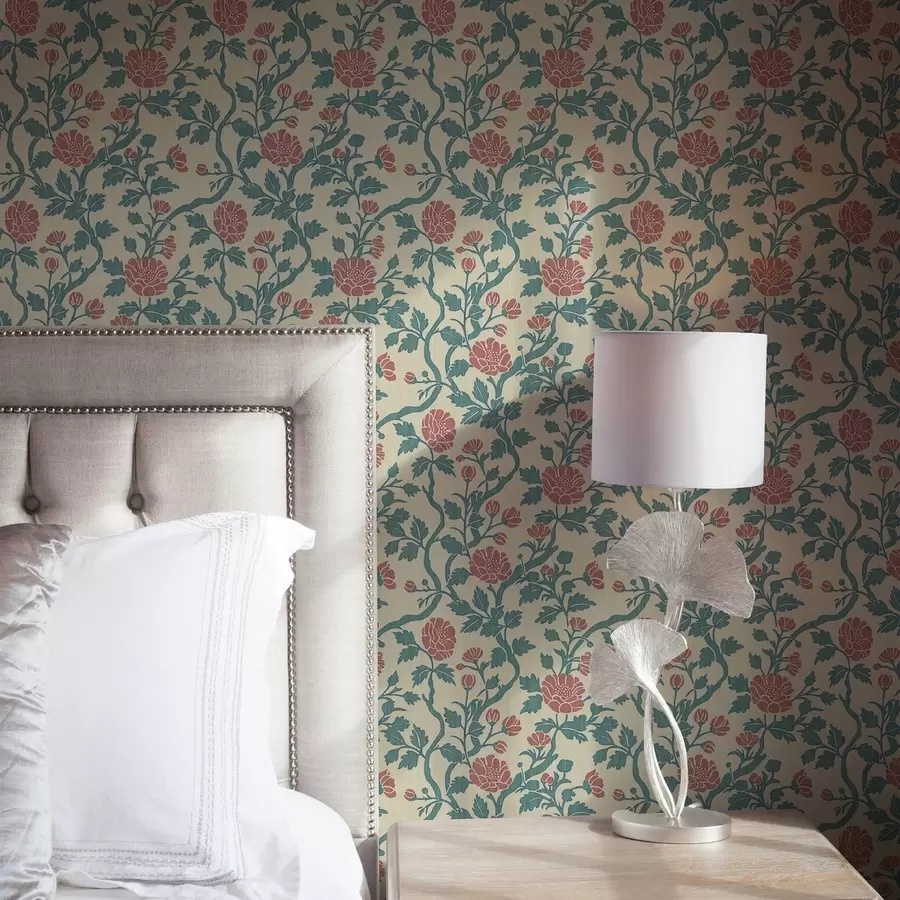 fototapet Flori ornamentale roz pe un fundal bej a00414