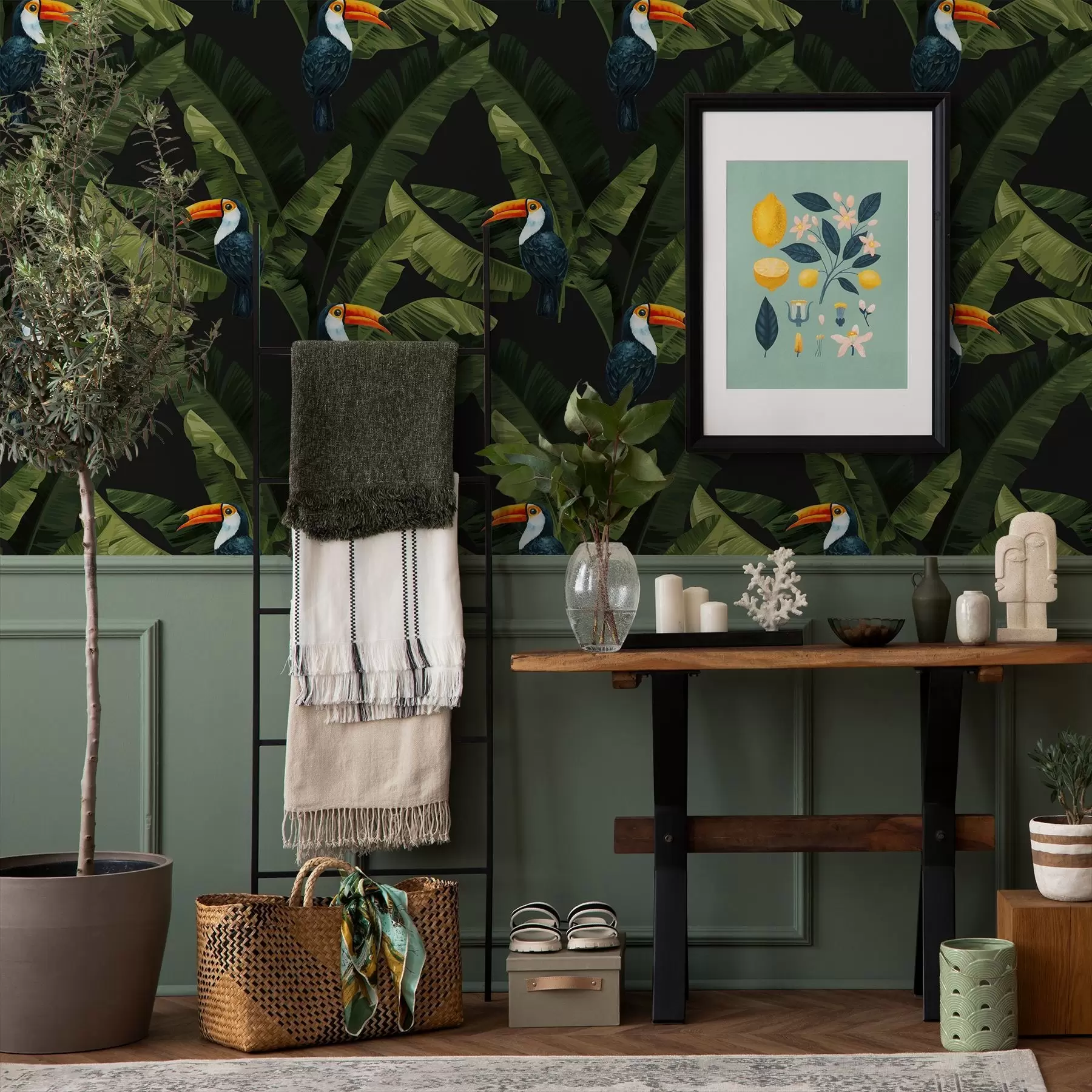 fototapet Toucan în frunze tropicale a00415