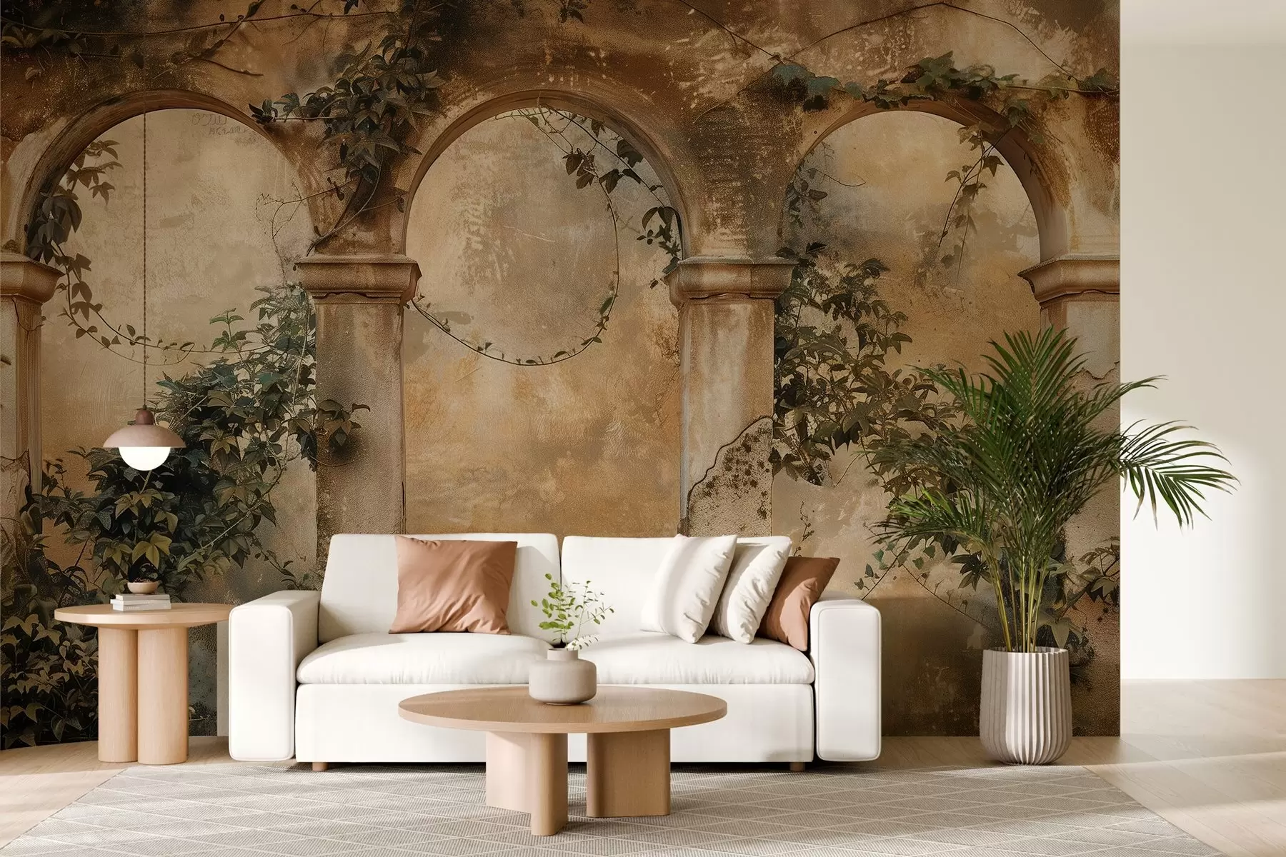 fototapet arcade retro colorate cu iederă w04304