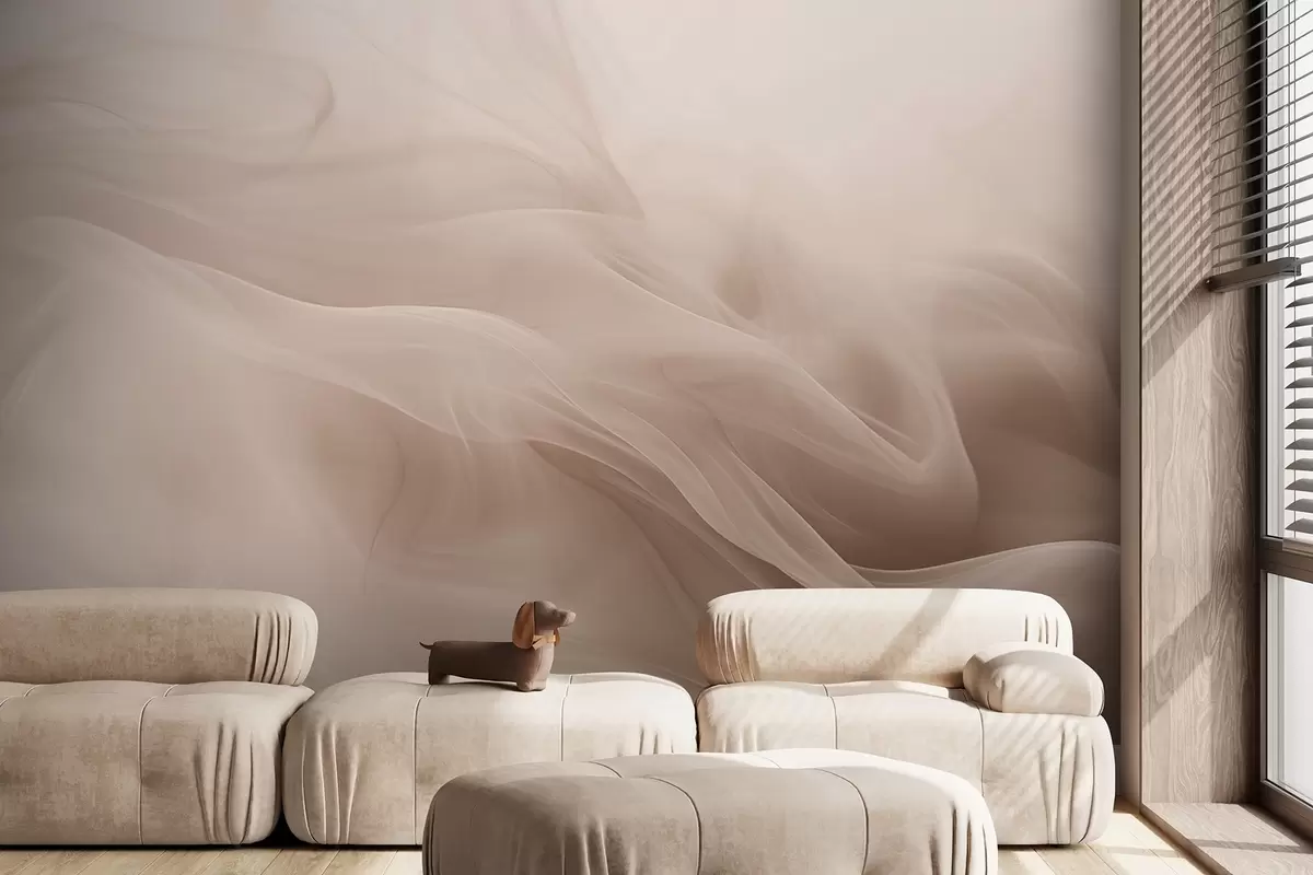fototapet Valuri fumurii bej moale în stil abstract w09273v1