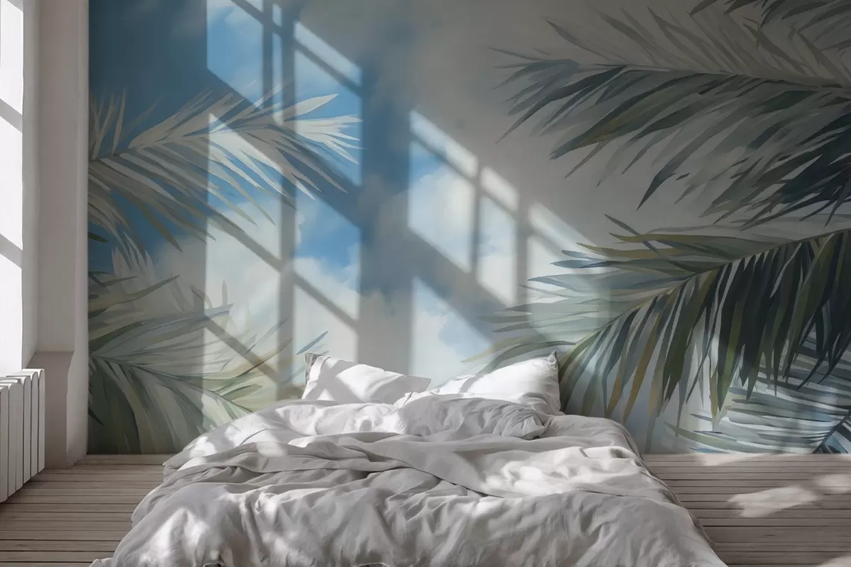 fototapet Frunze de palmier pe cer w04361