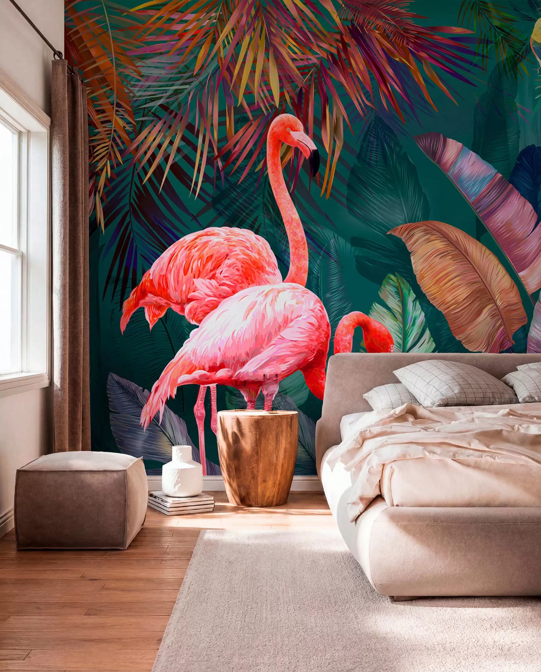 fototapet Flamingo la asfințit u80403