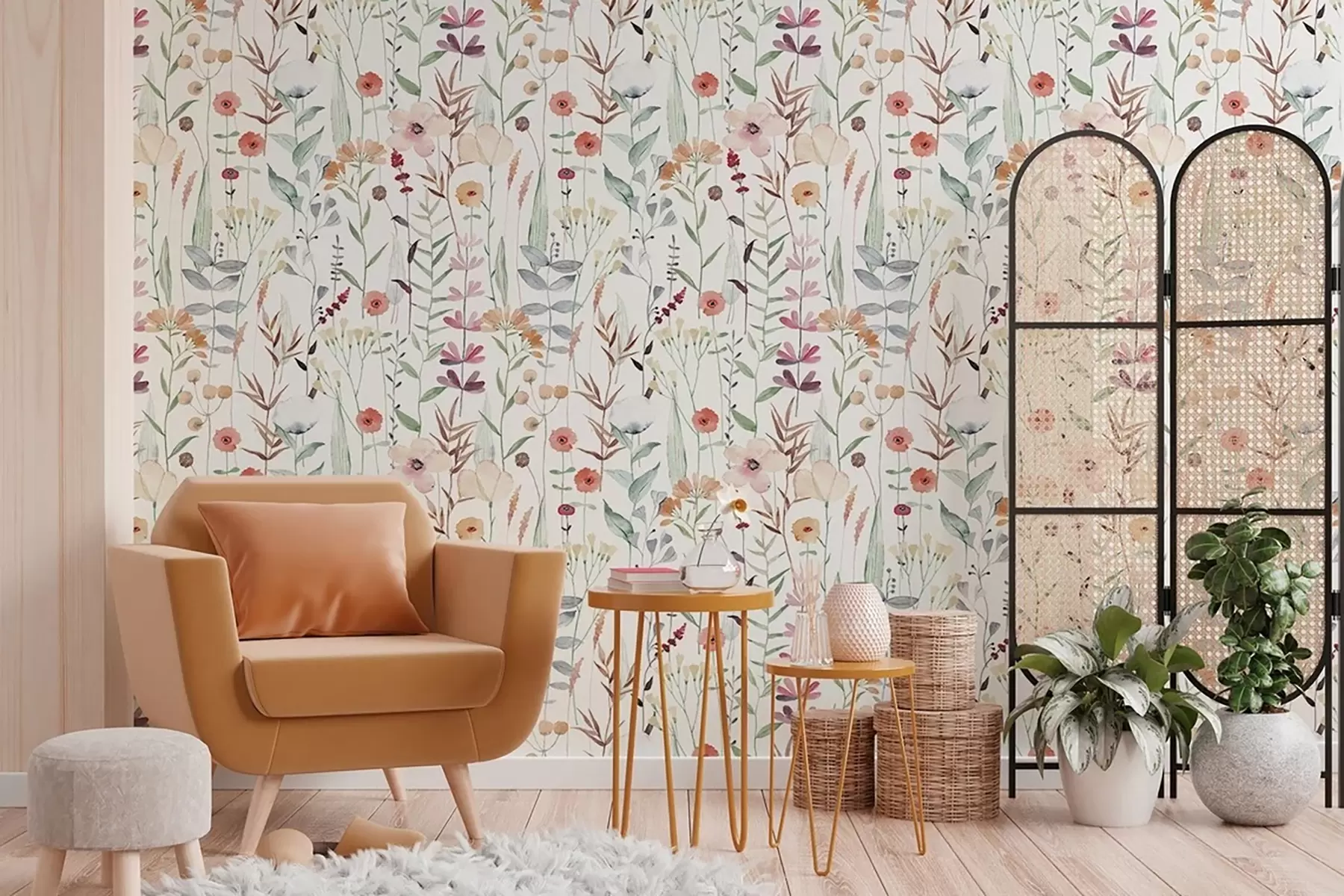 fototapet Flori sălbatice în stil boho u71737