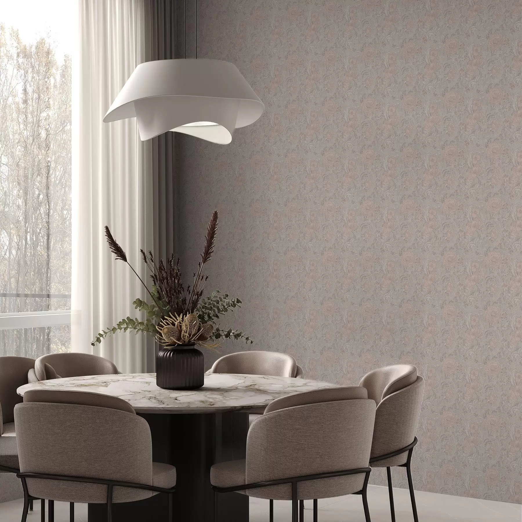 fototapet Flori pastelate moi în stil art nouveau a00394