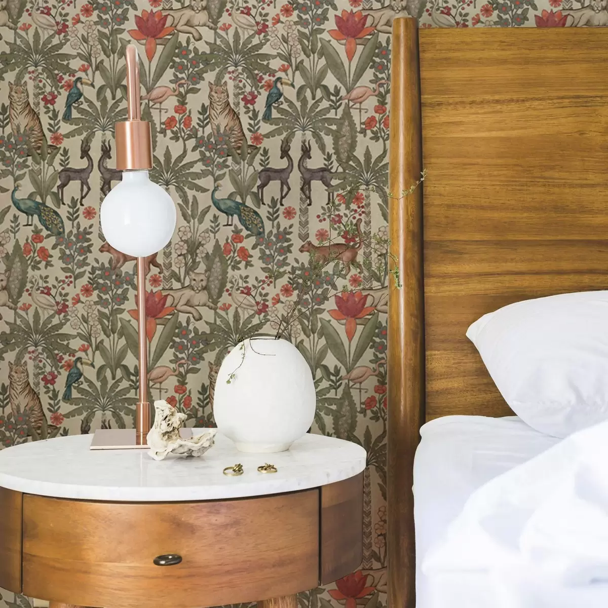 Wallpaper Stil retro: Animale și flori pe un fundal de epocă a00431