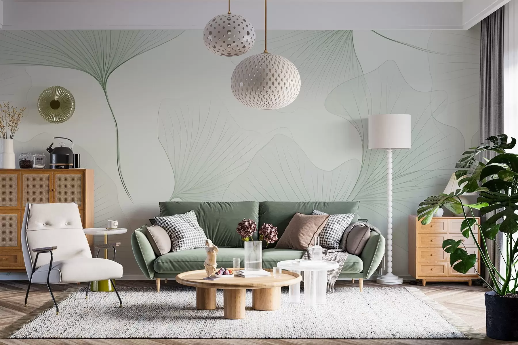 fototapet Frunze transparente de ginkgo w04433v2