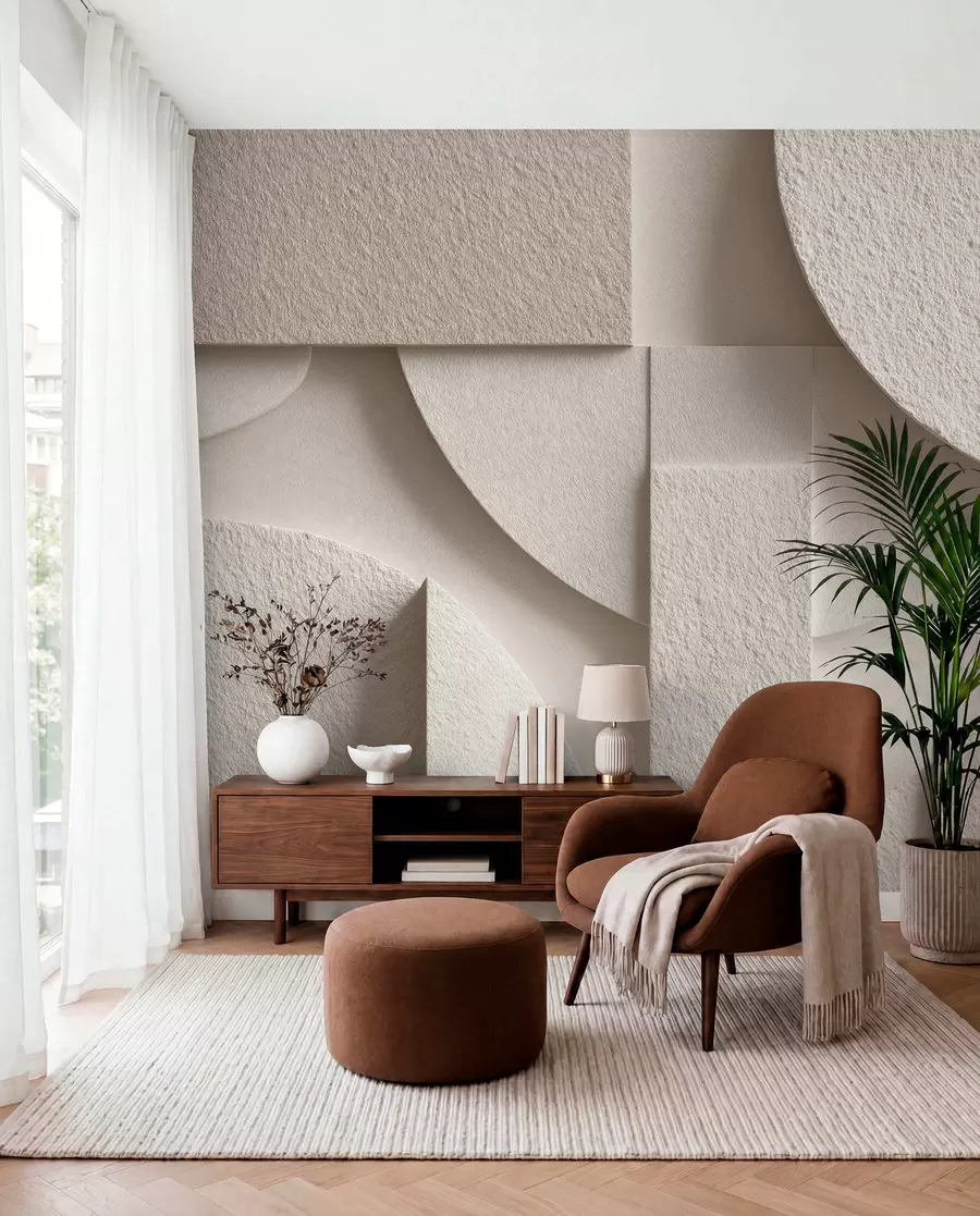 fototapet Compoziție abstractă de forme geometrice bej w04395