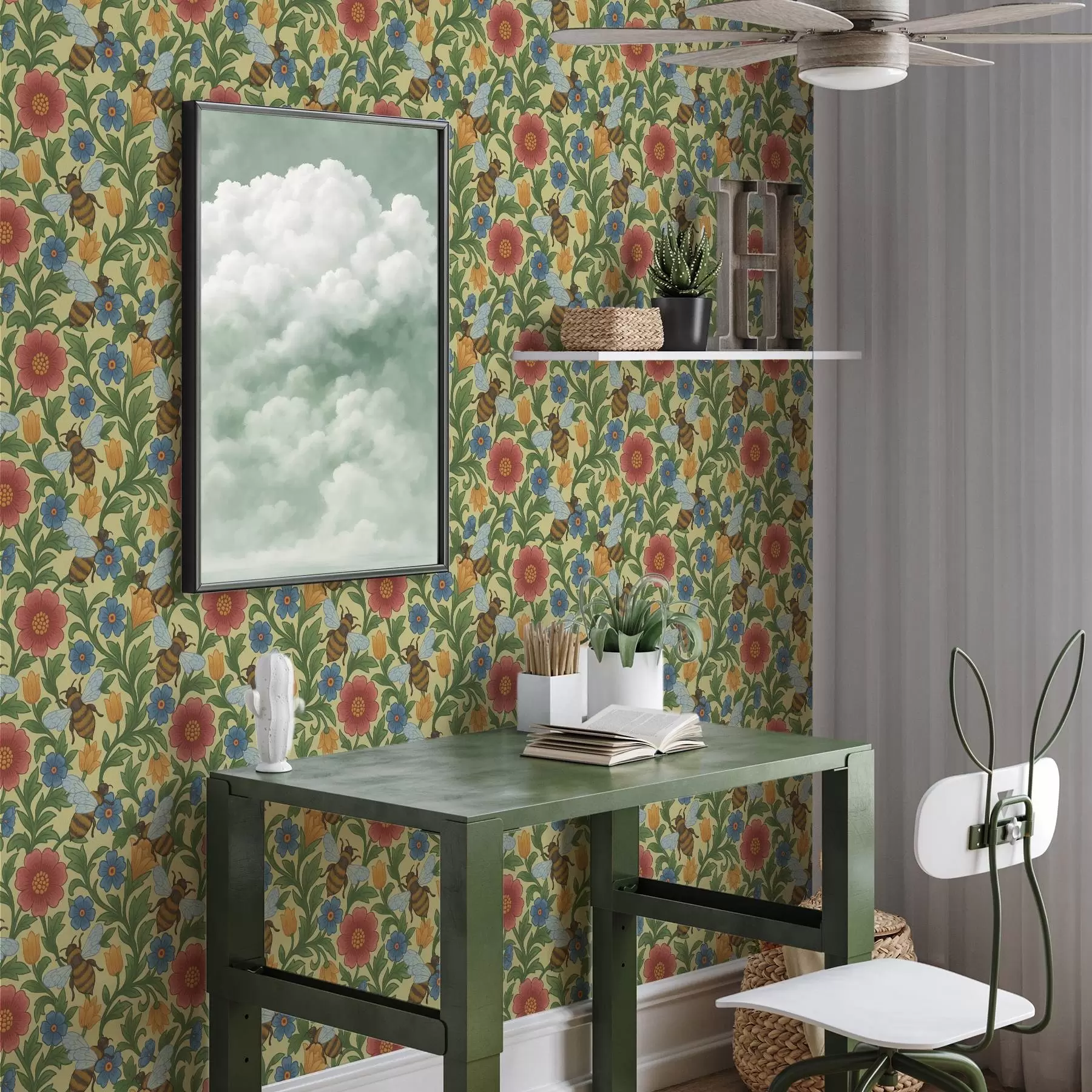 fototapet Flori luminoase cu albine mari a00315