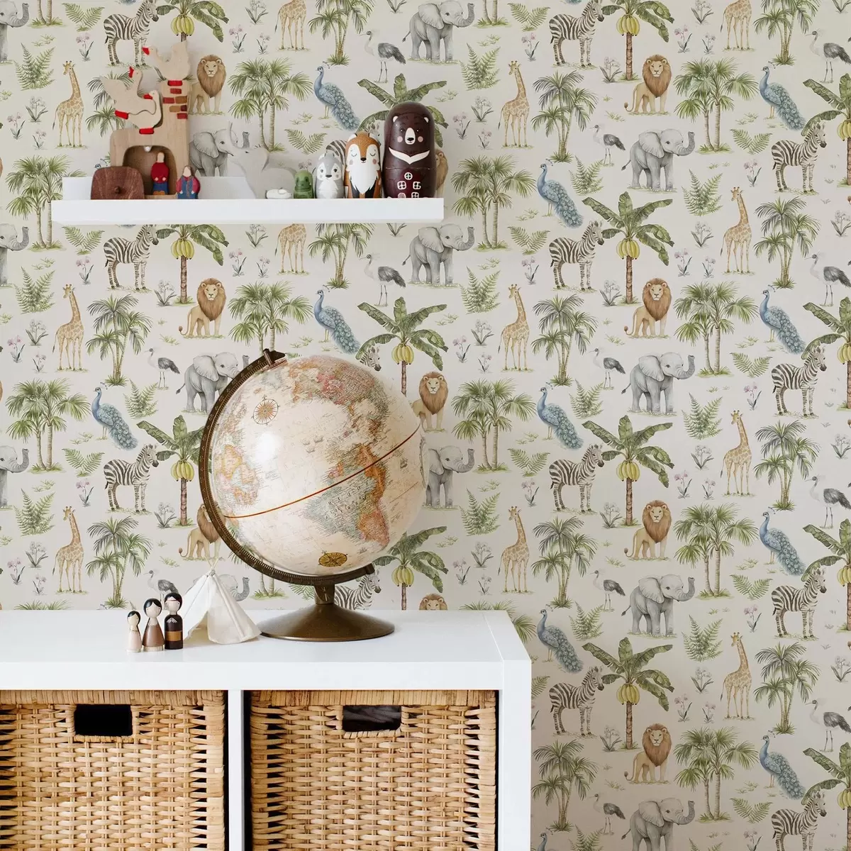 Wallpaper Animale africane printre palmieri și plante exotice a00321