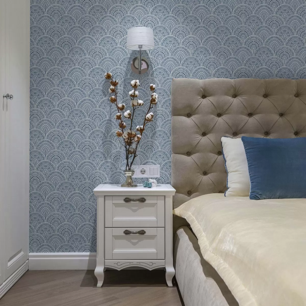 Wallpaper Ornament albastru cu arcuri și modele a00332