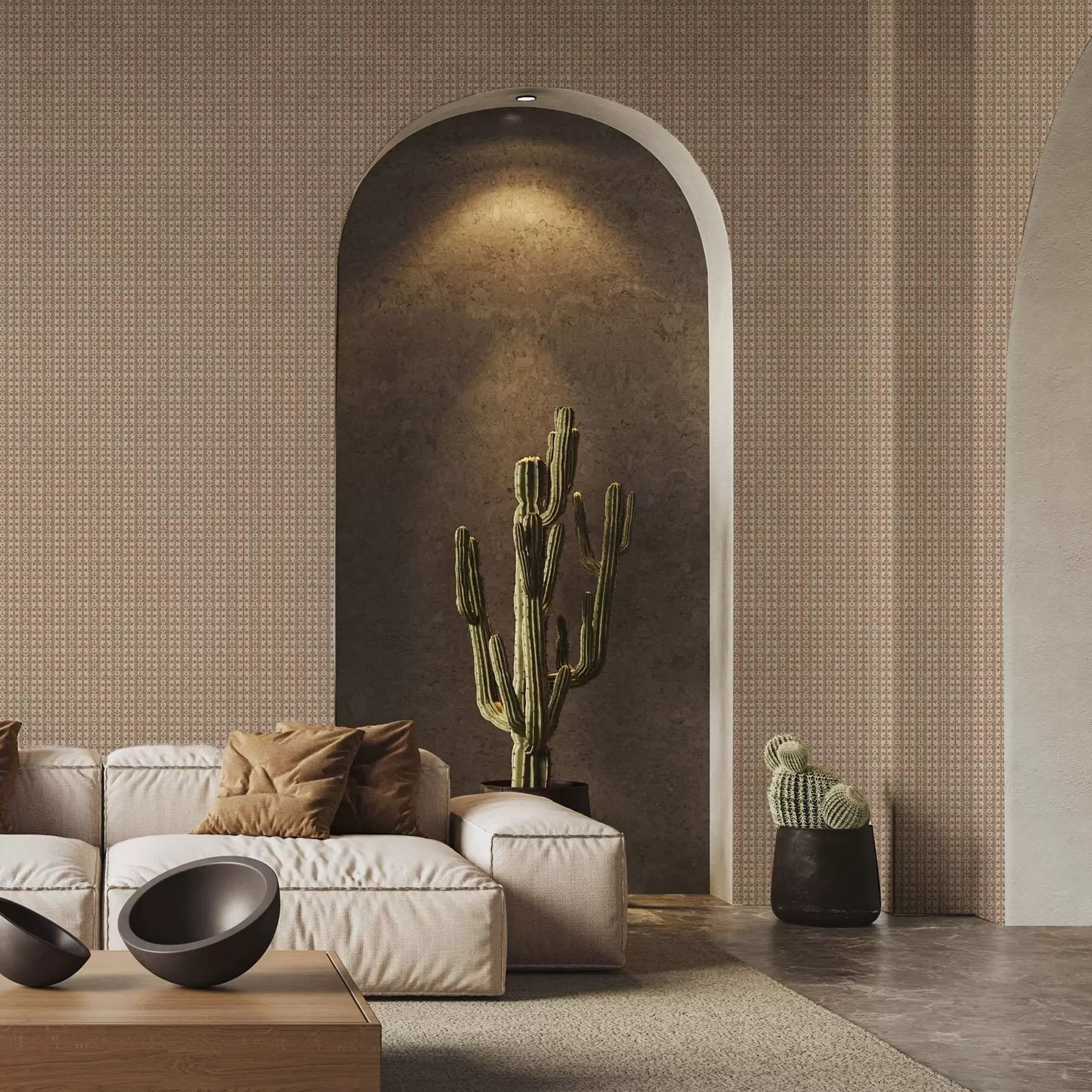 fototapet Ornament dungat cu flori roșii a00341