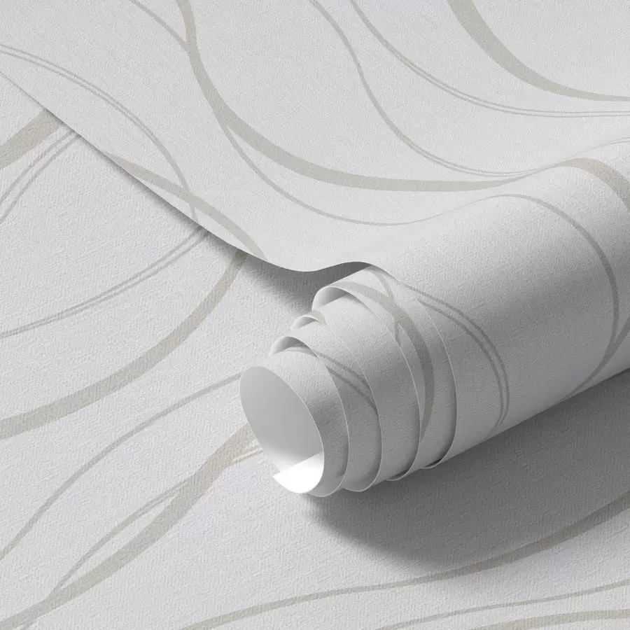 fototapet Abstract linii ondulate bej pe un fundal alb a00480