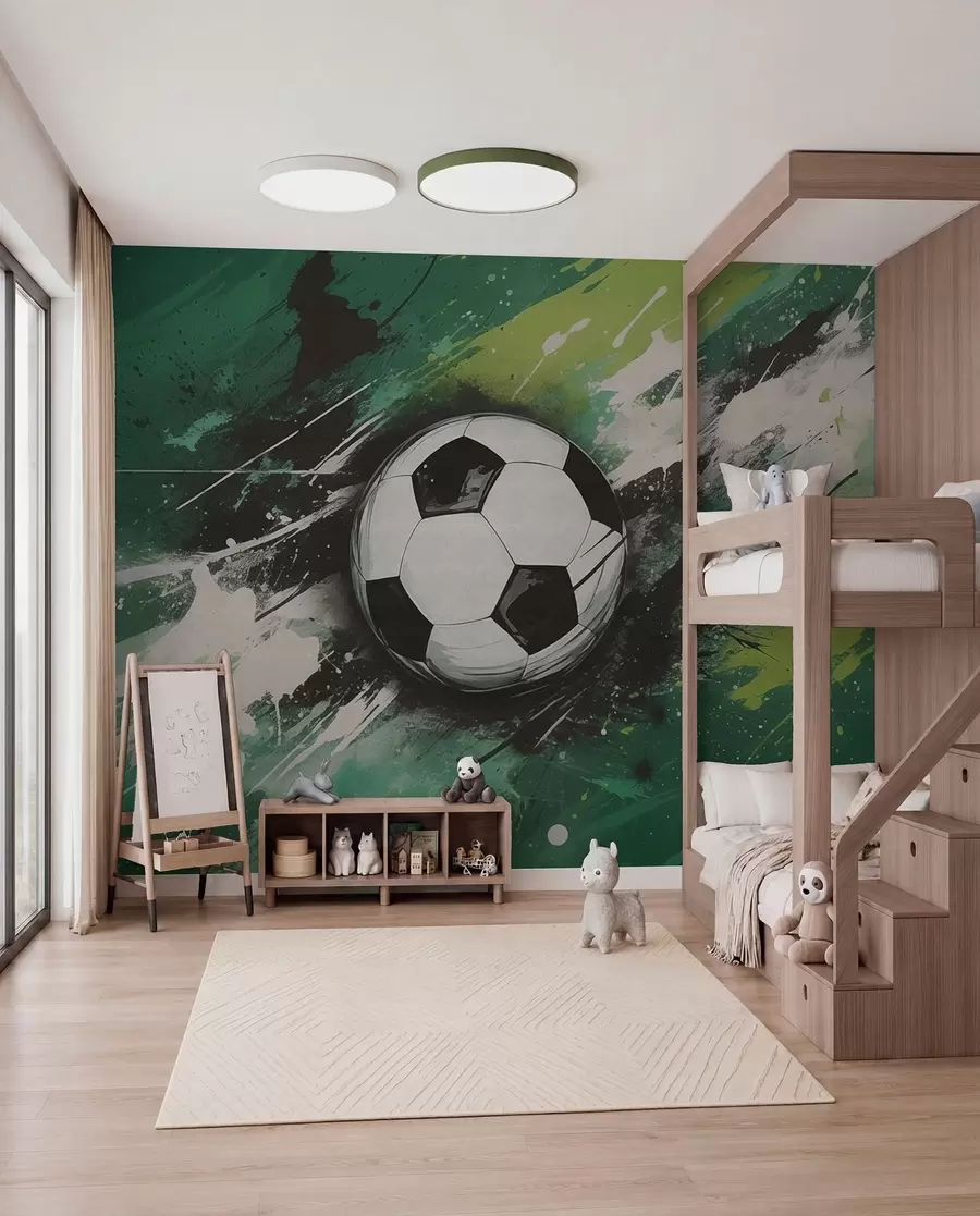 fototapet Fotbal în tușe verzi w04467