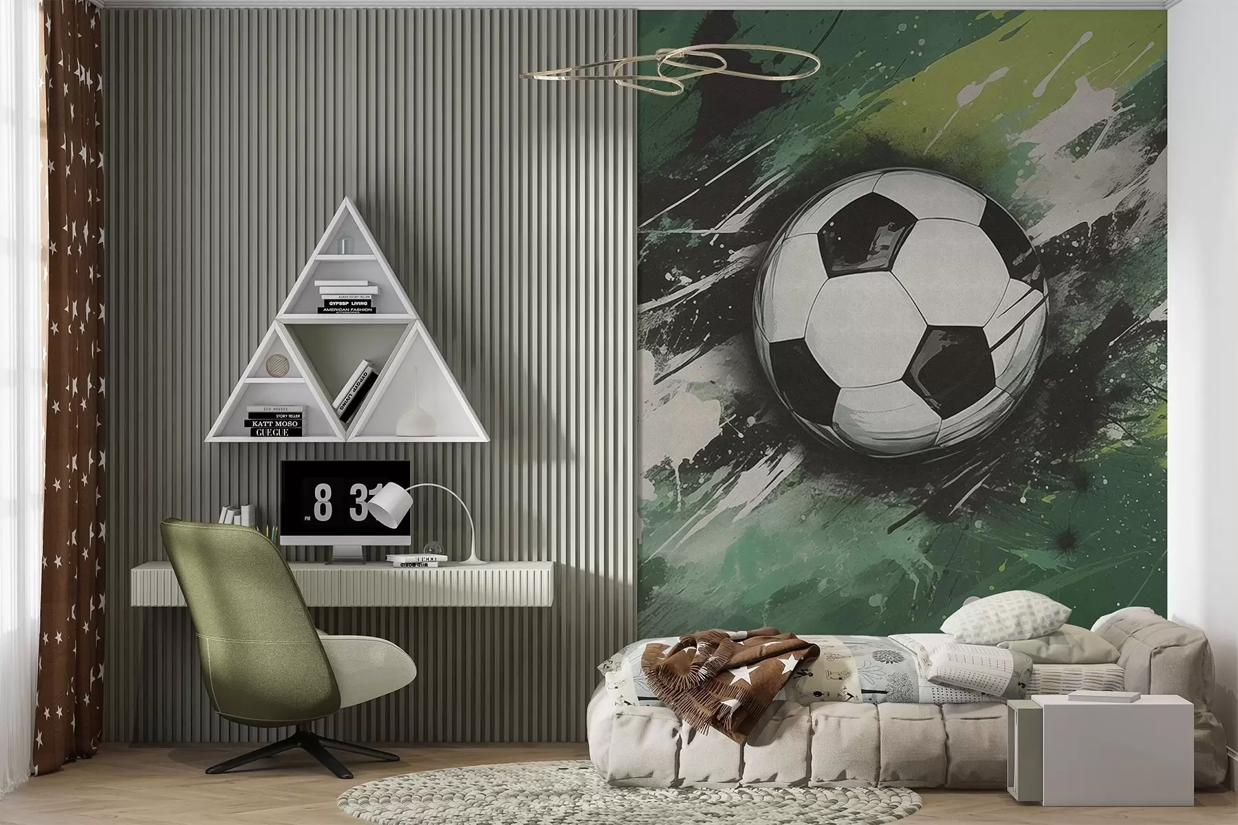 fototapet Minge de fotbal cu graffiti neclare în fundal w04467