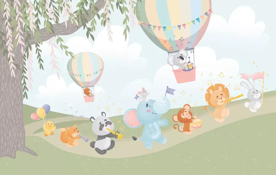 fototapet Peisaj cu animale cântând la instrumente muzicale w04200