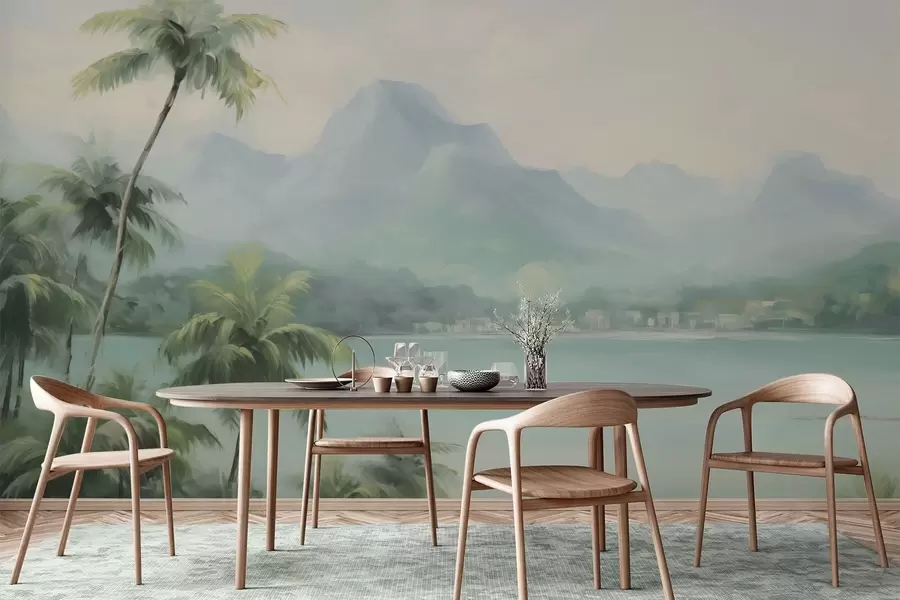 fototapet Palmieri pe fundalul munților w04535