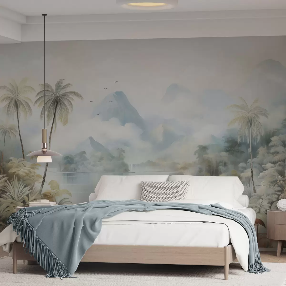 fototapet Râu în junglă, lângă munți w04536