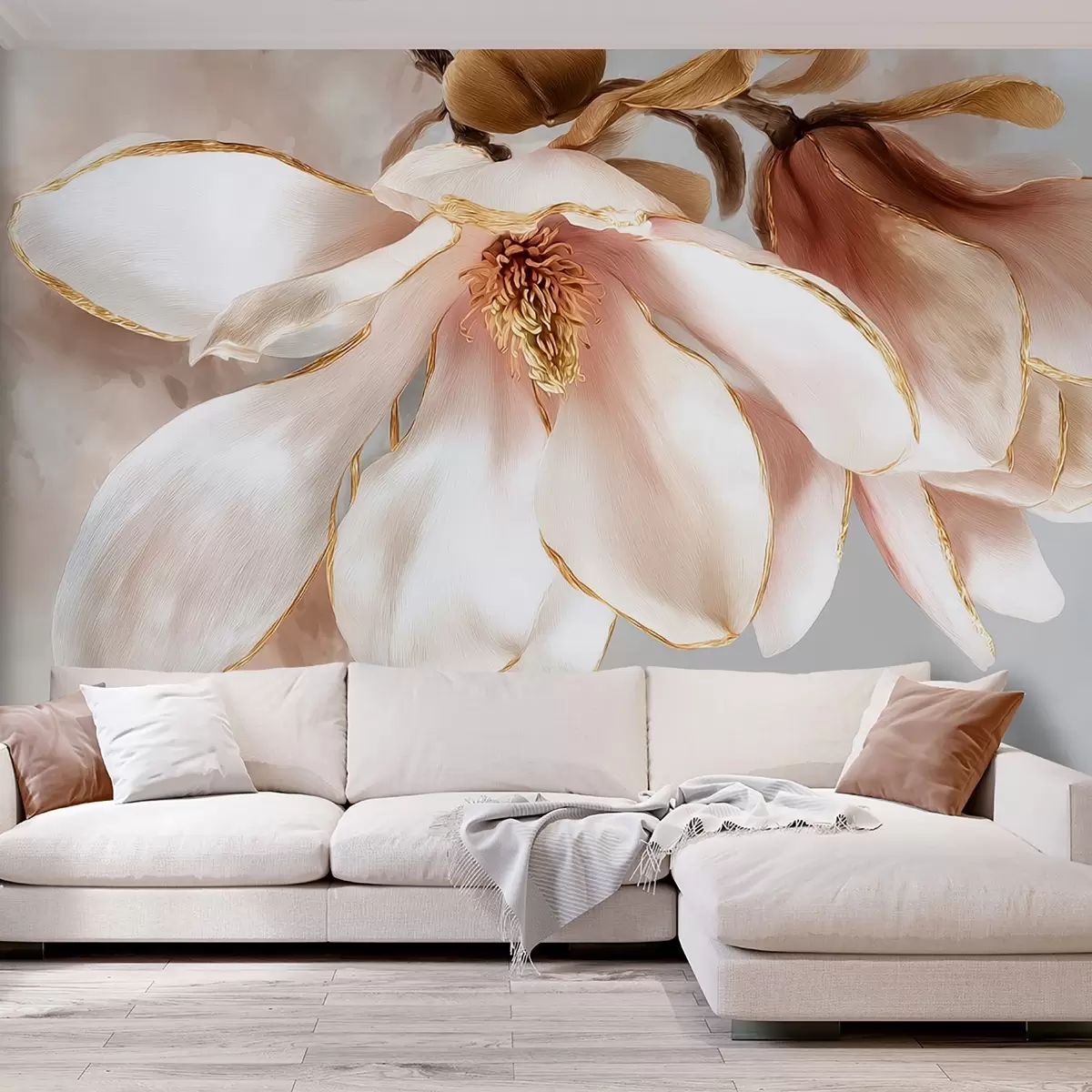 fototapet Magnolie înflorită în tonuri pastelate w09387