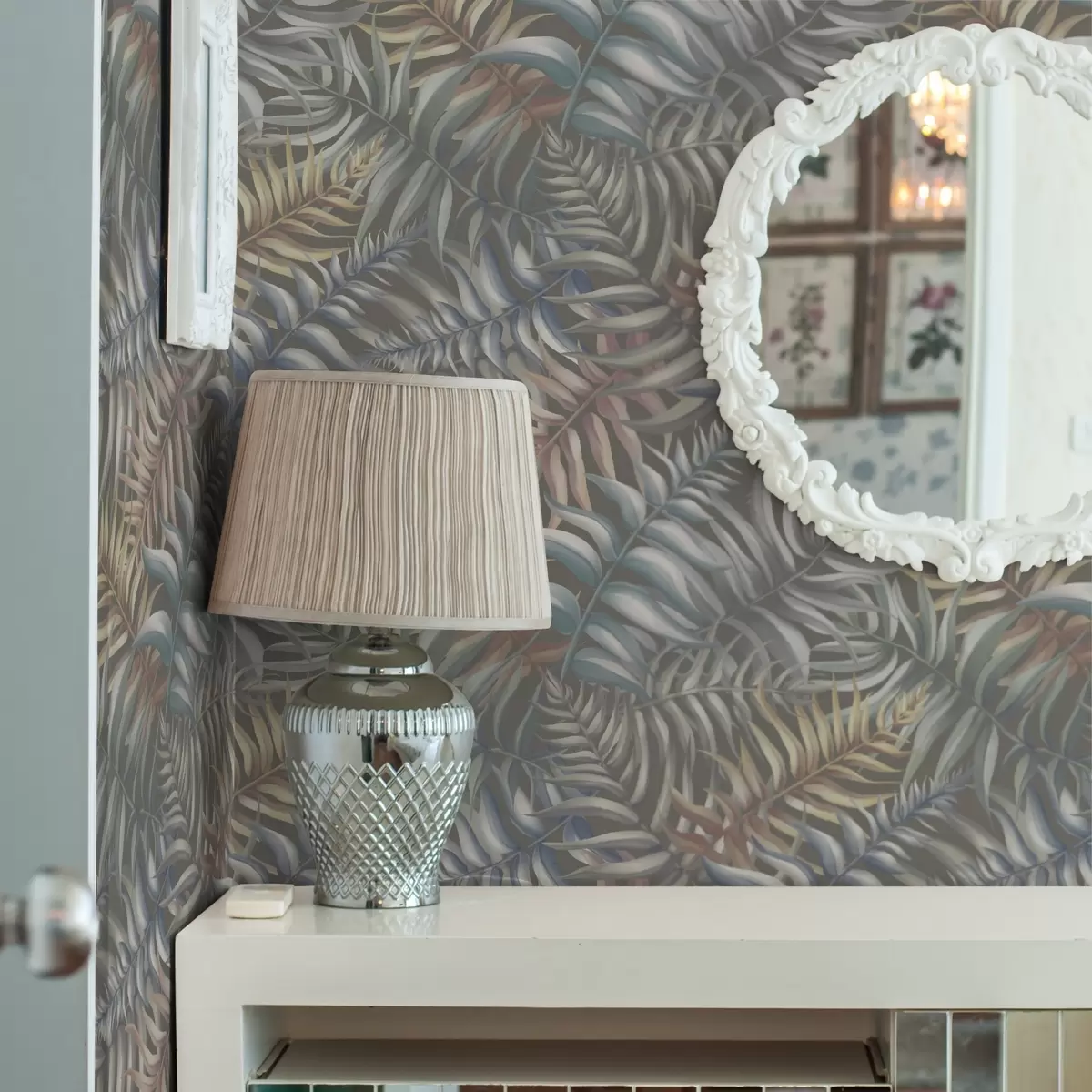 Wallpaper Frunze de palmier stratificate în tonuri discrete a00789