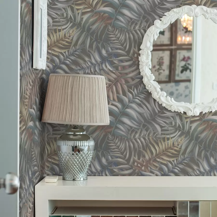 fototapet Frunze de palmier stratificate în tonuri discrete a00789