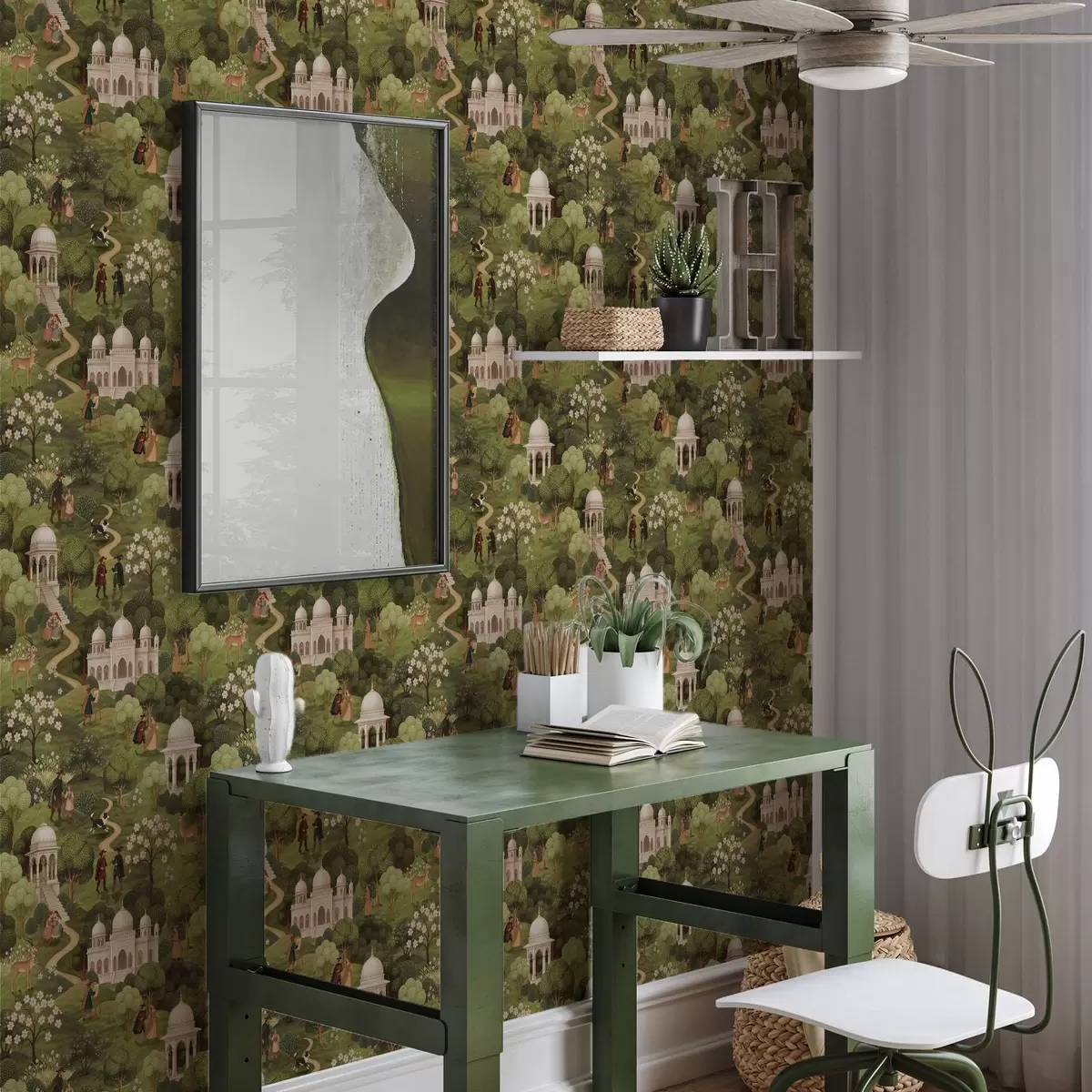 Wallpaper Scena din parc cu copaci și arhitectură în stil peisagistic a00705