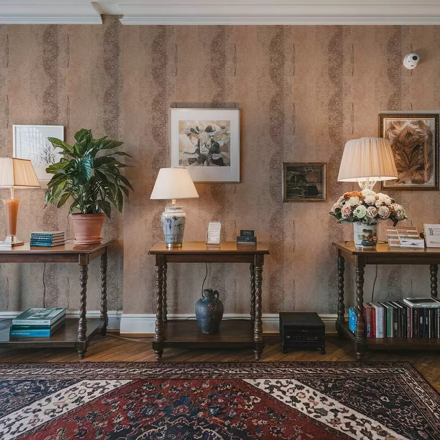 fototapet Model geometric ondulat într-o paletă de culori bej-maro deschis a00804