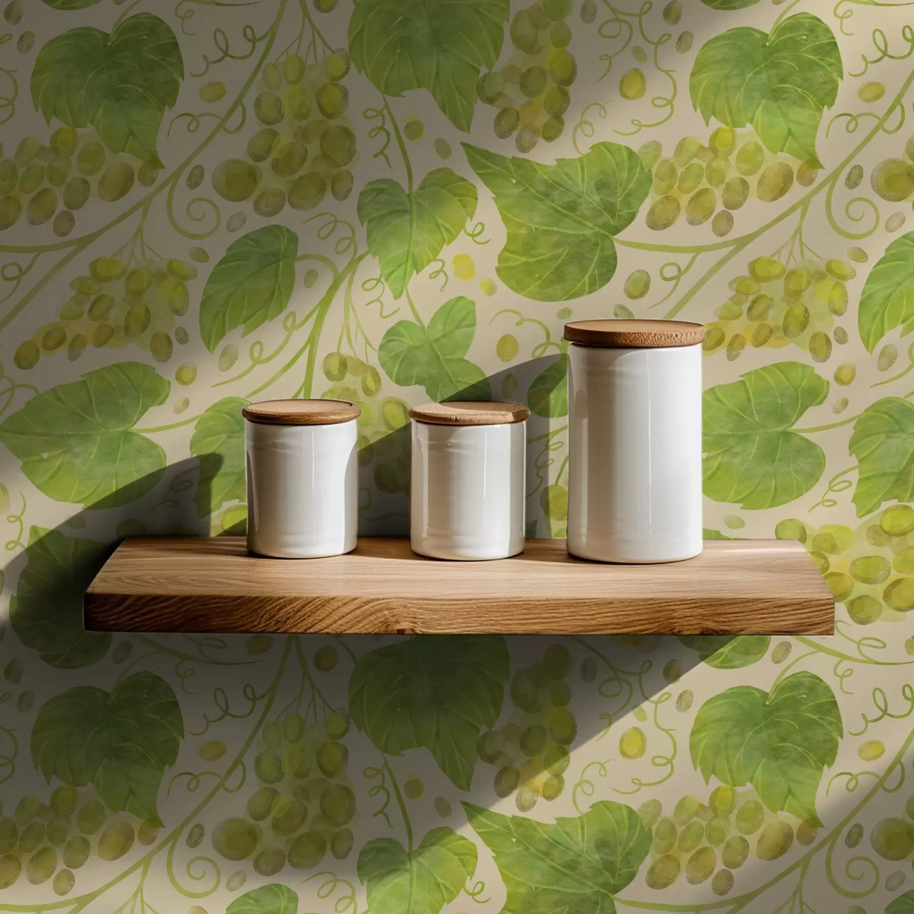 fototapet Struguri și frunze verzi pe un fundal deschis a00834