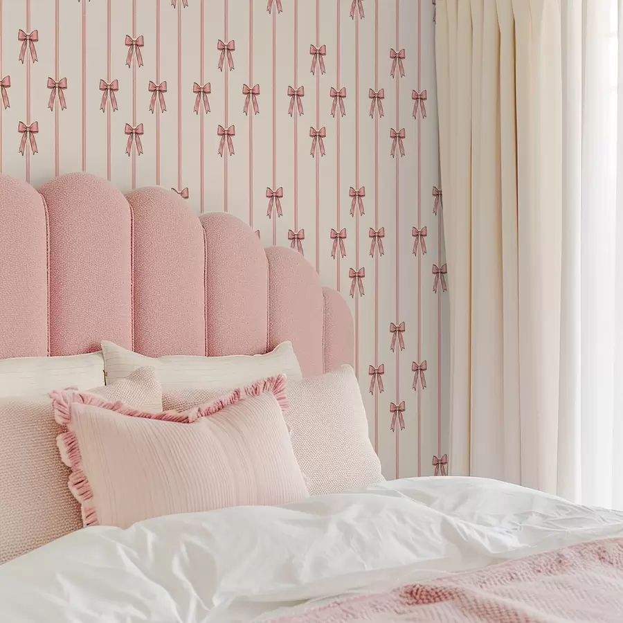 fototapet Panglici verticale cu funde, fundal de culoare fildeș a00653