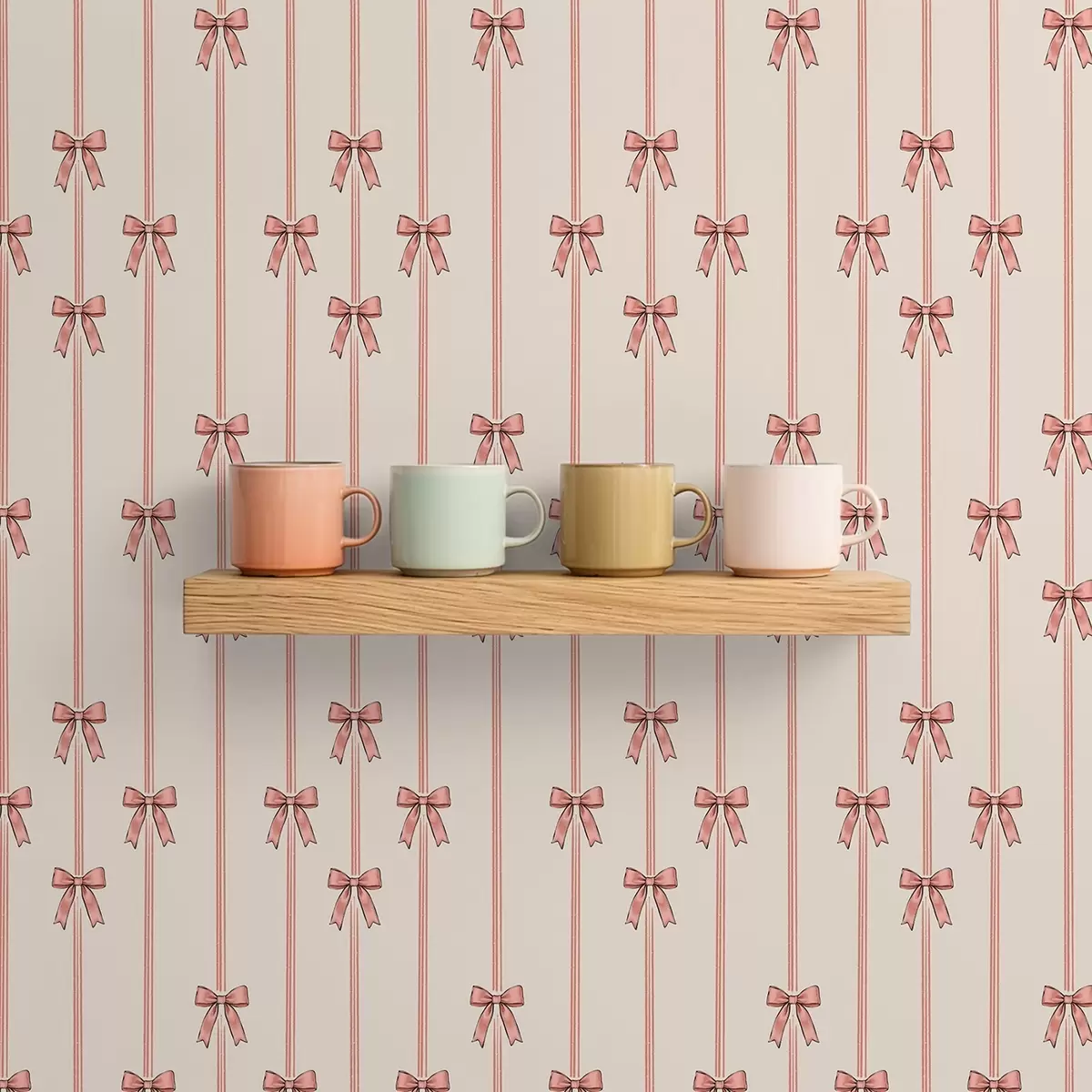 Wallpaper Panglici verticale cu funde, fundal de culoare fildeș a00653