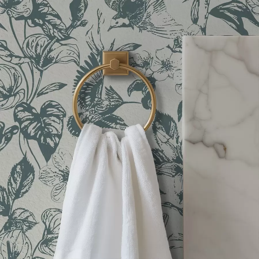 fototapet Ornament floral monocrom cu păsări a00737